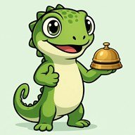 Tip Lizard mascot with a concierge bell